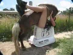 A fuck-hungry Canadian man likes to be fucked into his ass by a horse in the open air.